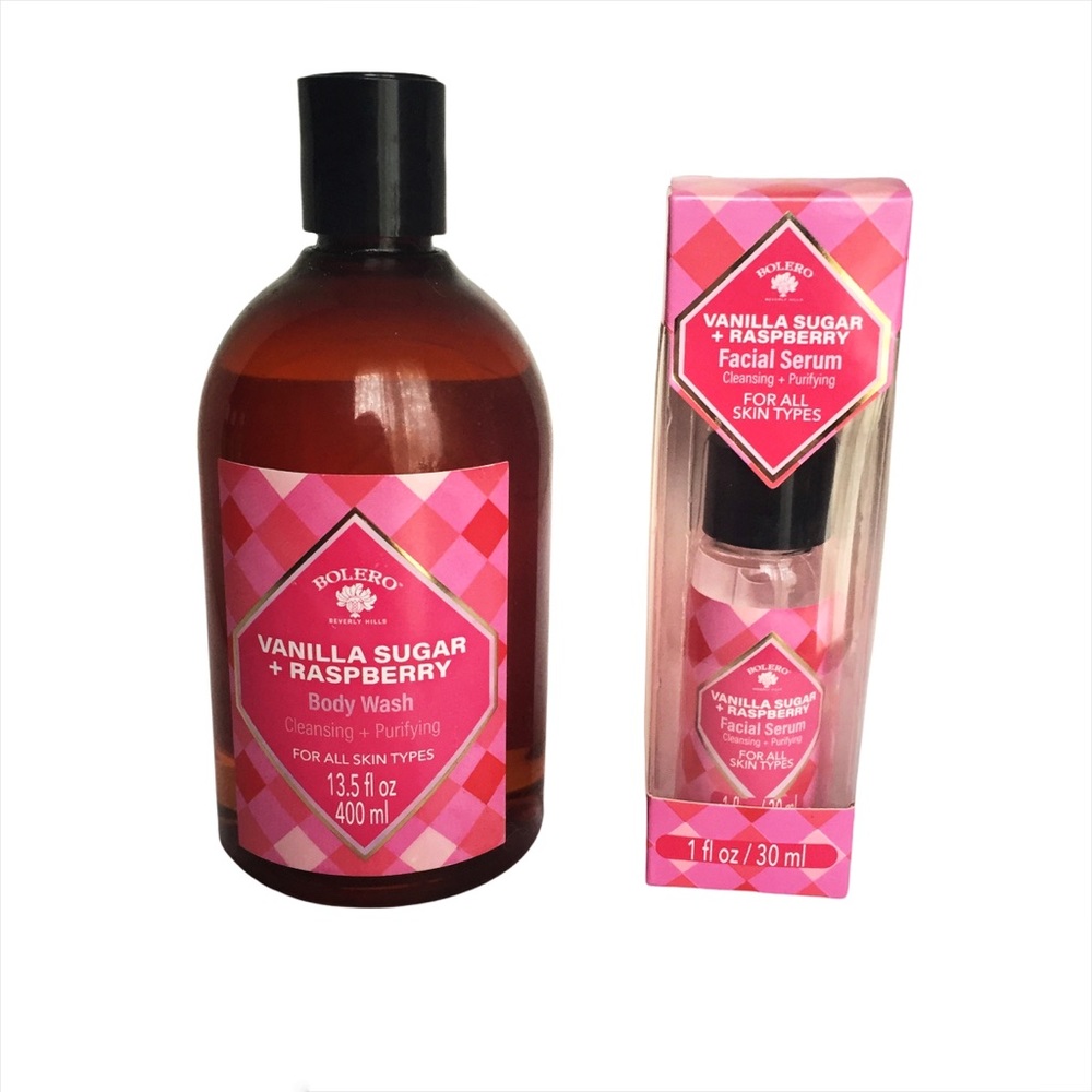 Bolero Vanilla & Raspberry Body Wash and Facial Serum Set